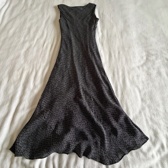 Petite Sophisticate Dress Womens 4 Black Silk Geometric Sleeveless Midi Career - Picture 2 of 11